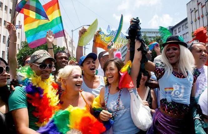 Mariela Castro Espin, director of CENESEX, marched in the annual Cuban Conga against Homophobia and Transphobia in Havana, Cuba. Photo: Courtesy For Human Liberation