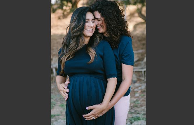 Sabrina Cervantes, left, and her wife, Courtney Downs, pictured before the birth of their triplets. Photo: Courtesy Assemblywoman Cervantes' office