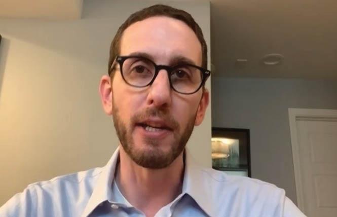 During an August 13 news conference, state Senator Scott Wiener criticized conspiracy theorists who have made online threats against him because of his bill to modernize California's sex offender registry. Photo: Screenshot via Zoom