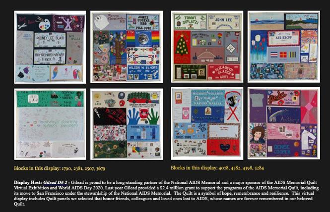A screenshot of the new virtual display of the AIDS Memorial Quilt. Photo: Courtesy National AIDS Memorial Grove