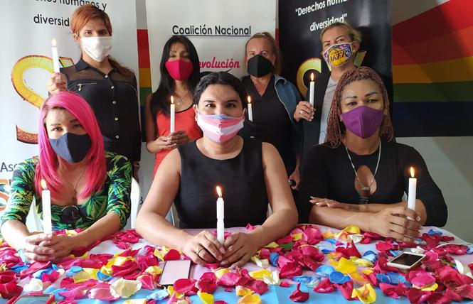Ecuadorian transgender activist Diane Rodriguez, center, and other transgender advocates launched the Museum of Trans Memory November 20. Photo: Courtesy of the Asociacion Silueta X