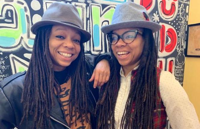 Melonie Green, left, and her twin sister, Melorra Green, were selected by the public as this year's San Francisco Pride community grand marshals. Photo: Sari Staver  