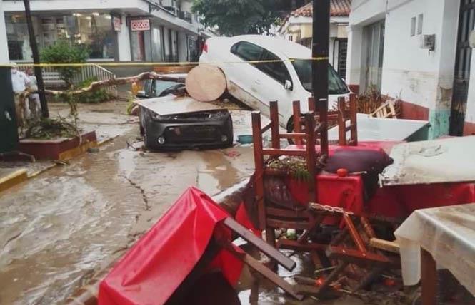 Hurricane Nora skirted past Puerto Vallarta, causing the rivers to swell and damaging parts of the Zona Romantica overnight on August 28 in the popular coastal Mexican resort town. Photo: Courtesy Facebook