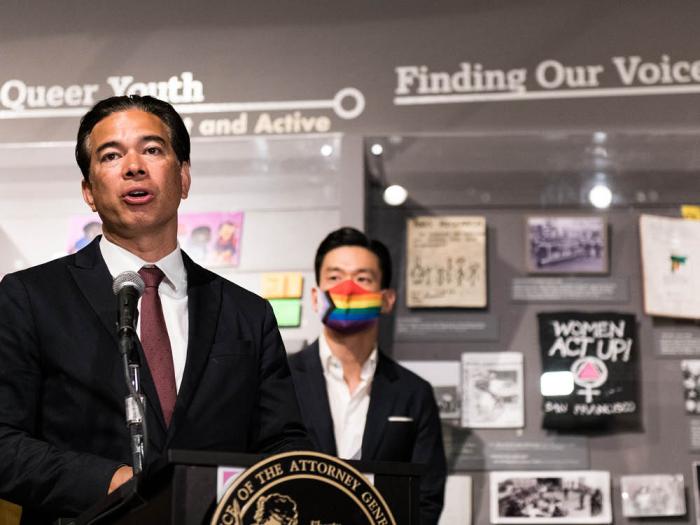 California Attorney General Rob Bonta spoke at the GLBT Historical Society Museum in San Francisco in 2021. Photo: Christopher Robledo