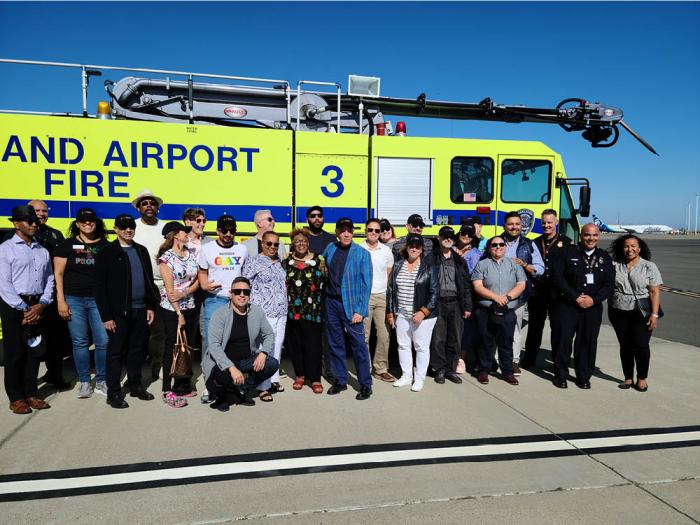 East Bay LGBTQ leaders and allies toured the fire department that's located at San Francisco Bay Oakland International Airport June 28. Photo: Cynthia Laird